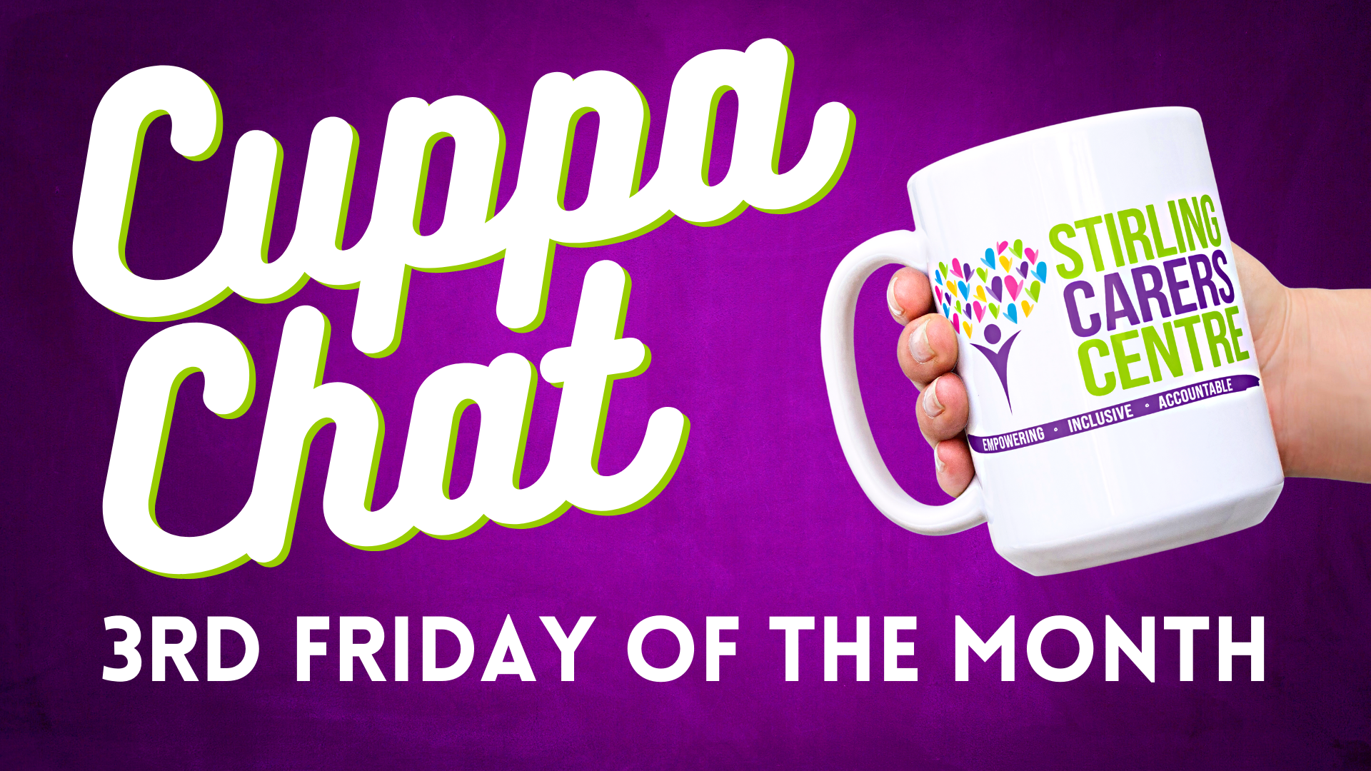 Cuppa Chat advert. Third Friday of the month.